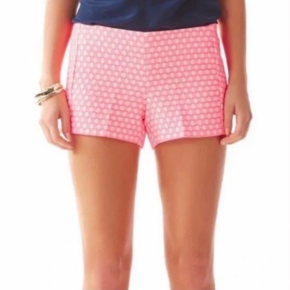 Lilly Pulitzer Liza Short Hotty Pink‎ Geo Jaquard A8
